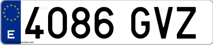 Ejemplo de matrícula de coche ordinaria 4086 GVZ