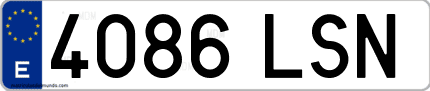 Ejemplo de matrícula de coche ordinaria 4086 LSN