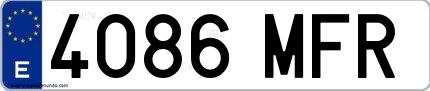 Ejemplo de matrícula española 4086 MFR