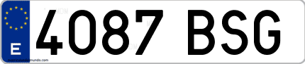 Ejemplo de matrícula de coche ordinaria 4087 BSG