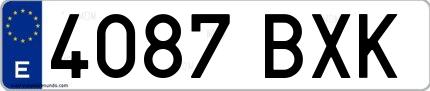 Ejemplo de matrícula española 4087 BXK