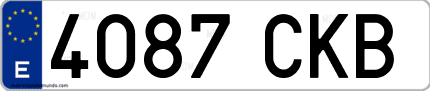 Ejemplo de matrícula de coche ordinaria 4087 CKB