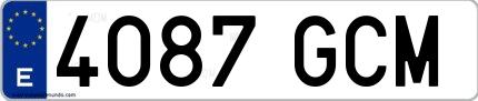 Ejemplo de matrícula española 4087 GCM