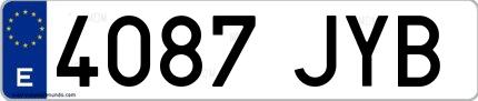 Ejemplo de matrícula española 4087 JYB