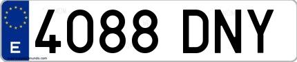 Ejemplo de matrícula española 4088 DNY