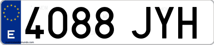 Ejemplo de matrícula de coche ordinaria 4088 JYH