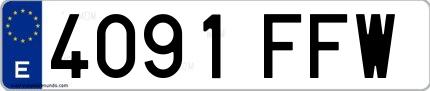 Ejemplo de matrícula española 4091 FFW