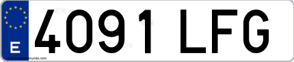 Ejemplo de matrícula de coche ordinaria 4091 LFG
