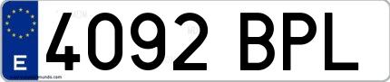 Ejemplo de matrícula española 4092 BPL
