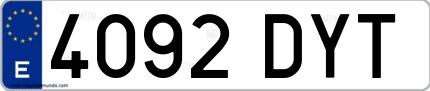 Ejemplo de matrícula española 4092 DYT