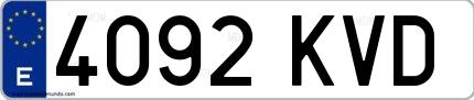 Ejemplo de matrícula española 4092 KVD
