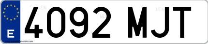 Ejemplo de matrícula española 4092 MJT