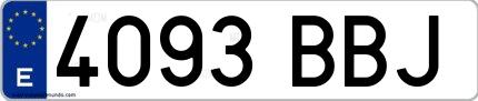 Ejemplo de matrícula española 4093 BBJ
