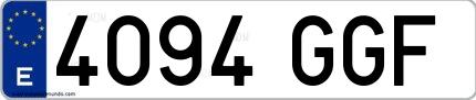 Ejemplo de matrícula española 4094 GGF