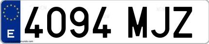 Ejemplo de matrícula española 4094 MJZ