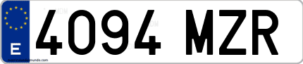 Ejemplo de matrícula de coche ordinaria 4094 MZR