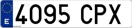 Ejemplo de matrícula española 4095 CPX