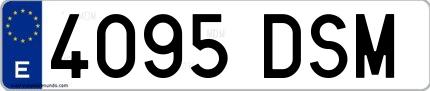 Ejemplo de matrícula española 4095 DSM