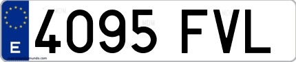 Ejemplo de matrícula de coche ordinaria 4095 FVL