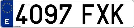Ejemplo de matrícula española 4097 FXK