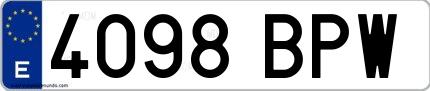 Ejemplo de matrícula española 4098 BPW