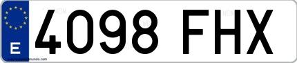 Ejemplo de matrícula española 4098 FHX