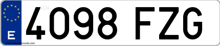 Ejemplo de matrícula de coche ordinaria 4098 FZG