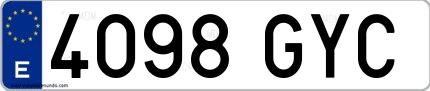 Ejemplo de matrícula española 4098 GYC