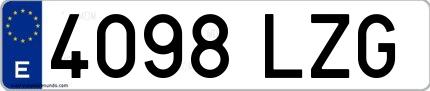 Ejemplo de matrícula española 4098 LZG