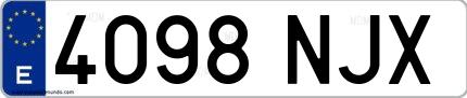 Ejemplo de matrícula española 4098 NJX