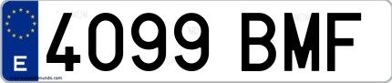 Ejemplo de matrícula española 4099 BMF