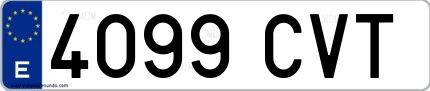 Ejemplo de matrícula española 4099 CVT