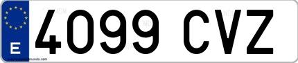 Ejemplo de matrícula española 4099 CVZ