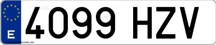 Ejemplo de matrícula española 4099 HZV
