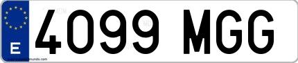 Ejemplo de matrícula española 4099 MGG