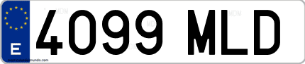 Ejemplo de matrícula de coche ordinaria 4099 MLD