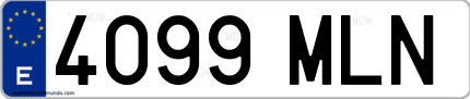 Ejemplo de matrícula de coche ordinaria 4099 MLN