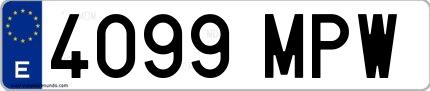 Ejemplo de matrícula española 4099 MPW