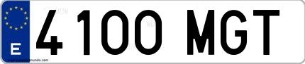 Ejemplo de matrícula española 4100 MGT