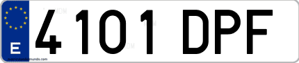 Ejemplo de matrícula de coche ordinaria 4101 DPF
