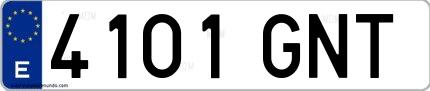 Ejemplo de matrícula española 4101 GNT