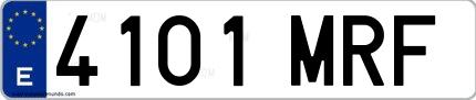 Ejemplo de matrícula española 4101 MRF