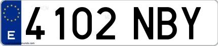 Ejemplo de matrícula española 4102 NBY