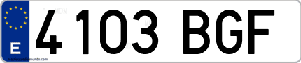 Ejemplo de matrícula de coche ordinaria 4103 BGF