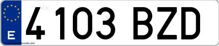 Ejemplo de matrícula española 4103 BZD