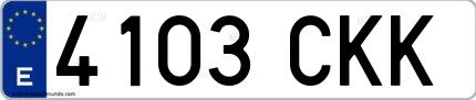 Ejemplo de matrícula española 4103 CKK