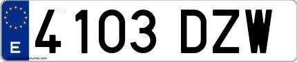 Ejemplo de matrícula española 4103 DZW