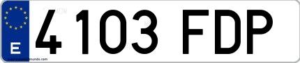 Ejemplo de matrícula española 4103 FDP