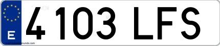Ejemplo de matrícula española 4103 LFS