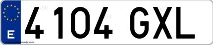 Ejemplo de matrícula española 4104 GXL